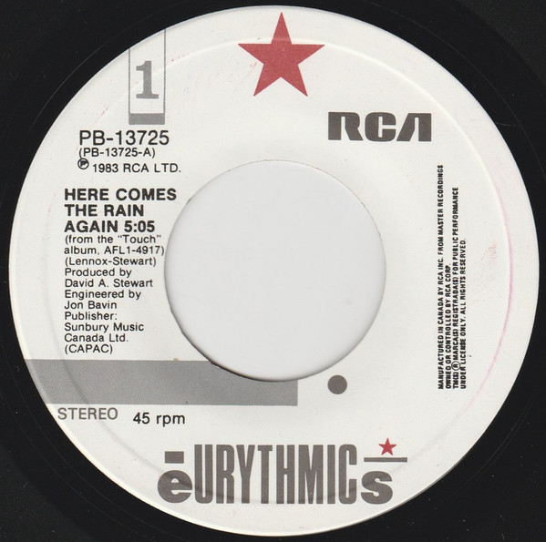Eurythmics - Here Comes The Rain Again (7") [Vinyl] | RCA (PB-13725)