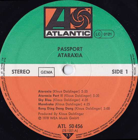 Passport - Ataraxia | Atlantic (ATL 50 456) - 3