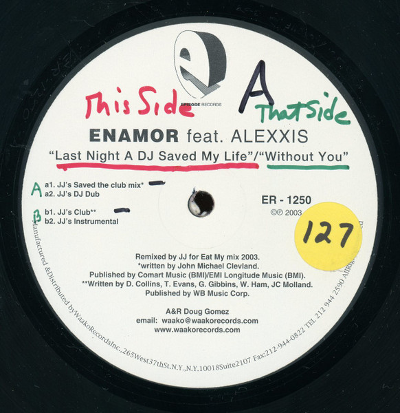 Enamor Featuring Alexxis - Last Night A DJ Saved My Life | Episode Records (ER 1250) - main Enamor Featuring Alexxis - Last Night A DJ Saved My Life | Episode Records (ER 1250) - main