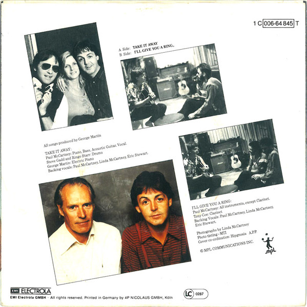 Paul McCartney - Take It Away | Odeon (1C 006-64 845 T) - 2