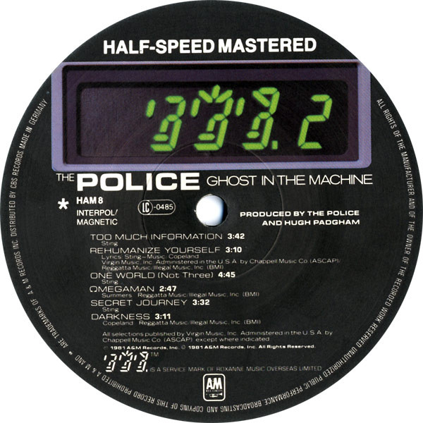The Police - Ghost In The Machine | A&M Records (HAM 8) - 4