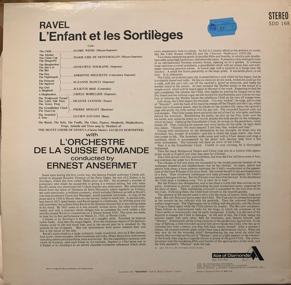 Maurice Ravel - Motet Choir Of Geneva , L'Orchestre De La Suisse Romande , Ernest Ansermet - L'Enfant Et Les Sortilèges | Ace Of Diamonds (SDD 168) - 2 Maurice Ravel - Motet Choir Of Geneva , L'Orchestre De La Suisse Romande , Ernest Ansermet - L'Enfant Et Les Sortilèges | Ace Of Diamonds (SDD 168) - 2