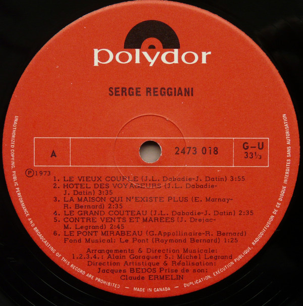 Serge Reggiani - Serge Reggiani [Vinyl] | Polydor (2473 018) - 3