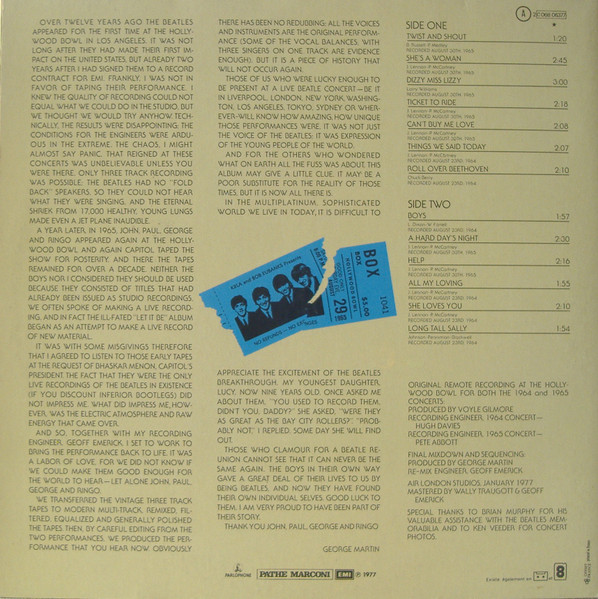 The Beatles - The Beatles At The Hollywood Bowl | Parlophone (2C 068 06377) - 2 The Beatles - The Beatles At The Hollywood Bowl | Parlophone (2C 068 06377) - 2