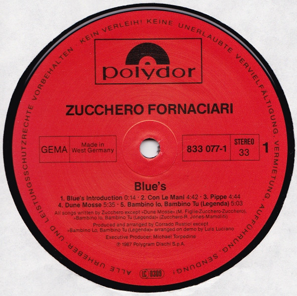 Zucchero - Blue's | Polydor (833 077-1) - 3 Zucchero - Blue's | Polydor (833 077-1) - 3