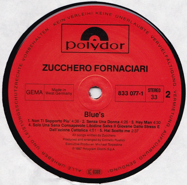 Zucchero - Blue's | Polydor (833 077-1) - 4 Zucchero - Blue's | Polydor (833 077-1) - 4