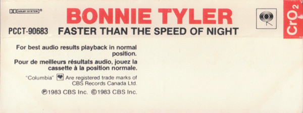 Bonnie Tyler - Faster Than The Speed Of Night | Columbia (PCCT-90683) - 2 Bonnie Tyler - Faster Than The Speed Of Night | Columbia (PCCT-90683) - 2