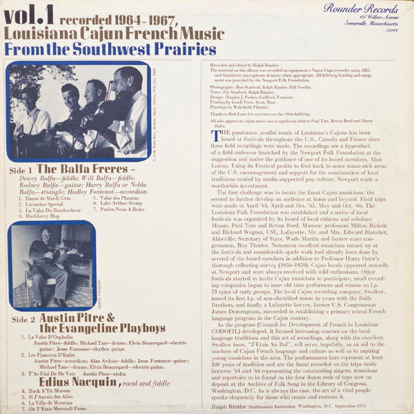 Various - Louisiana Cajun French Music From The Southwest Prairies Vol. 1 | Rounder Records (6001) - 2 Various - Louisiana Cajun French Music From The Southwest Prairies Vol. 1 | Rounder Records (6001) - 2