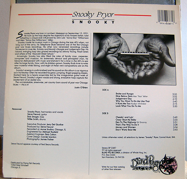 Snooky Pryor - Snooky | Blind Pig Records (BP 2387) - 2 Snooky Pryor - Snooky | Blind Pig Records (BP 2387) - 2