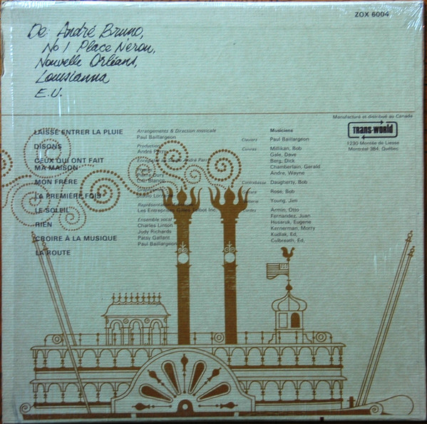 André Bruneau - Adresse Inconnue | Les Disques Zodiaque (ZOX-6004) - 2 André Bruneau - Adresse Inconnue | Les Disques Zodiaque (ZOX-6004) - 2