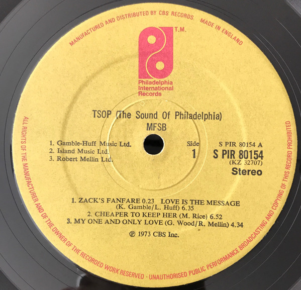 MFSB - TSOP (The Sound Of Philadelphia) | Philadelphia International Records (PIR 80154) - 3 MFSB - TSOP (The Sound Of Philadelphia) | Philadelphia International Records (PIR 80154) - 3