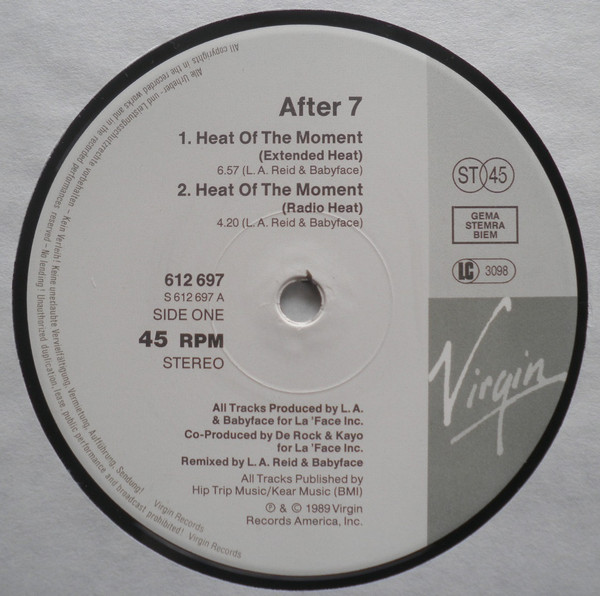 After 7 - Heat Of The Moment | Virgin (612 697-213) - 2