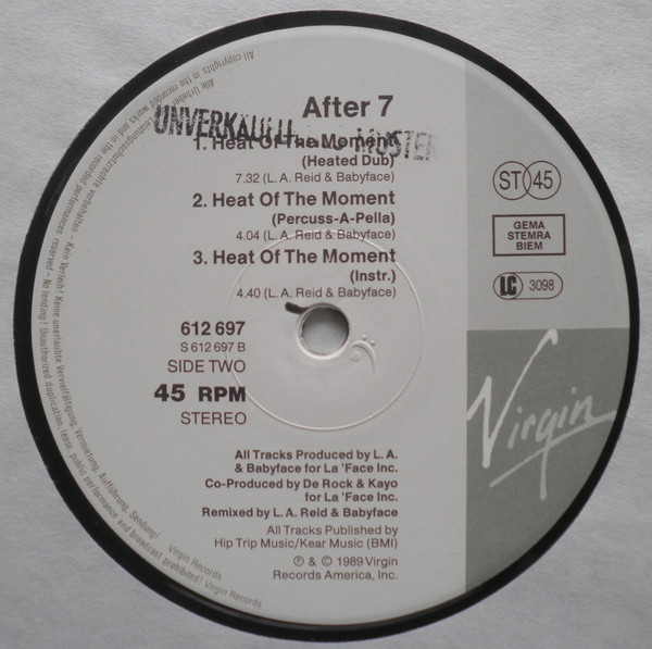 After 7 - Heat Of The Moment | Virgin (612 697-213) - 3
