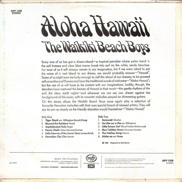 The Waikiki Beach Boys - Aloha Hawaii | Music For Pleasure (MFP 1336) - 2