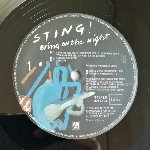 Sting - Bring On The Night | A&M Records (396705-1) - 3