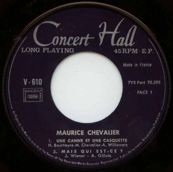 Maurice Chevalier Accompagné Par Les Orchestres De Fred Freed Et Jo Boyer - Une Canne Et Une Casquette | Concert Hall (V - 610) - 3