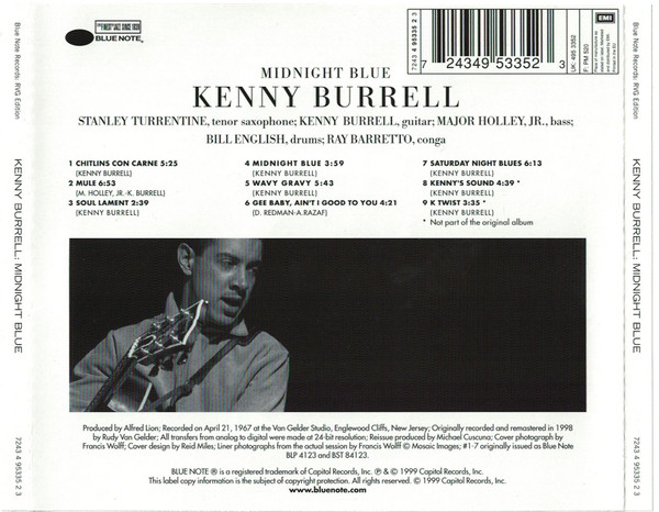 Kenny Burrell - Midnight Blue | Blue Note (7243 4 95335 2 3) - 3