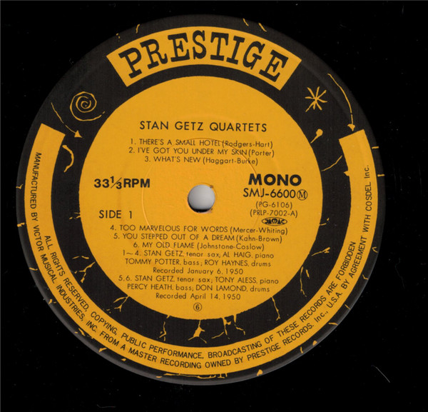 Stan Getz - Stan Getz Quartets | Prestige (SMJ-6600(M)) - 4