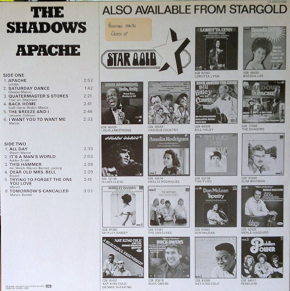 The Shadows - Apache | EMI (1A 028-07098) - 2 The Shadows - Apache | EMI (1A 028-07098) - 2