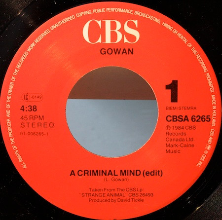 Gowan - A Criminal Mind | CBS (CBSA 6265) - 3