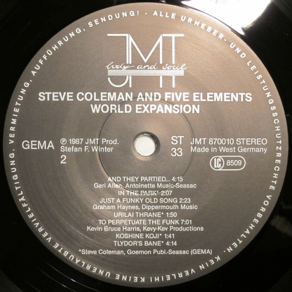 Steve Coleman And Five Elements - World Expansion (By The M-Base Neophyte) | JMT (JMT 870010) - 4