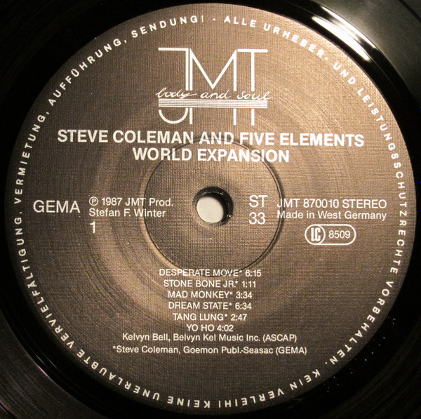 Steve Coleman And Five Elements - World Expansion (By The M-Base Neophyte) | JMT (JMT 870010) - 3