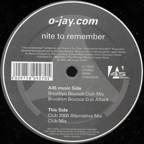 O-Jay.com - Nite To Remember | A45 Music (0109270A45) - 3