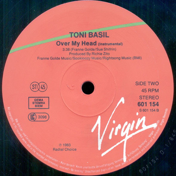 Toni Basil - Over My Head | Virgin (601 154) - 4