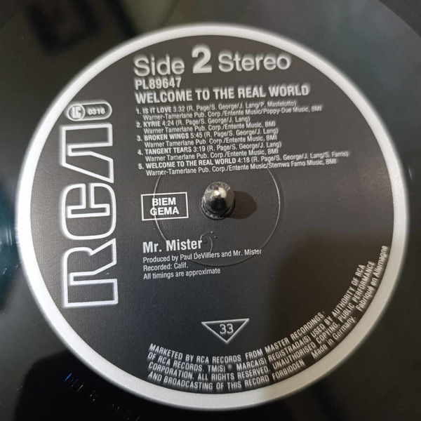 Mr. Mister - Welcome To The Real World | RCA (PL89647) - 4 Mr. Mister - Welcome To The Real World | RCA (PL89647) - 4