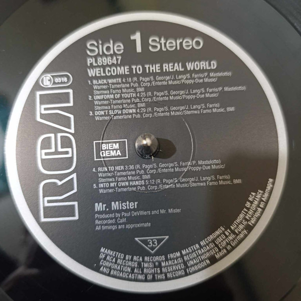 Mr. Mister - Welcome To The Real World | RCA (PL89647) - 3 Mr. Mister - Welcome To The Real World | RCA (PL89647) - 3