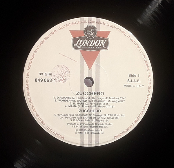 Zucchero - Zucchero | London Records (849 063 1) - 2 Zucchero - Zucchero | London Records (849 063 1) - 2