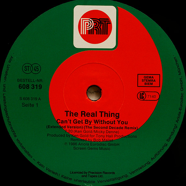 The Real Thing - Can't Get By Without You (The Decade Remix II) | PRT (608 319) - 3 The Real Thing - Can't Get By Without You (The Decade Remix II) | PRT (608 319) - 3