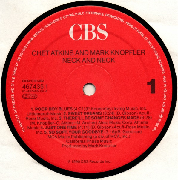Chet Atkins And Mark Knopfler - Neck And Neck | CBS (467435 1) - 3 Chet Atkins And Mark Knopfler - Neck And Neck | CBS (467435 1) - 3