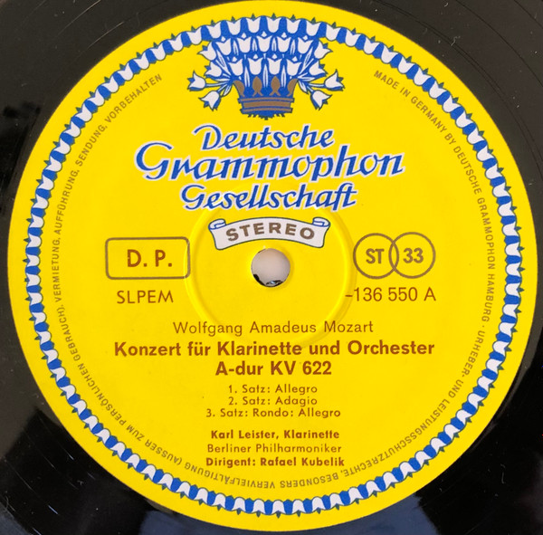 Wolfgang Amadeus Mozart , Carl Maria Von Weber , Rafael Kubelik , Karl Leister , Berliner Philharmoniker - Mozart · Weber: Klarinettenkonzerte | Deutsche Grammophon (136 550 SLPEM) - 3 Wolfgang Amadeus Mozart , Carl Maria Von Weber , Rafael Kubelik , Karl Leister , Berliner Philharmoniker - Mozart · Weber: Klarinettenkonzerte | Deutsche Grammophon (136 550 SLPEM) - 3