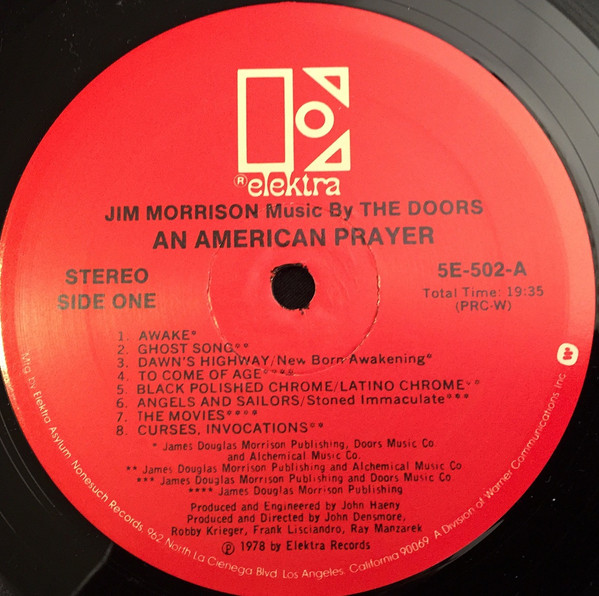 Jim Morrison Music By The Doors - An American Prayer | Elektra (5E-502) - 2 Jim Morrison Music By The Doors - An American Prayer | Elektra (5E-502) - 2