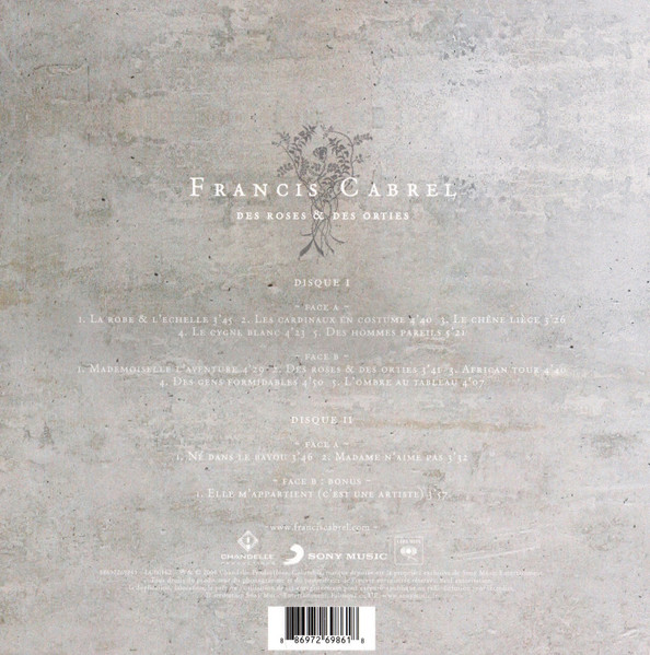 Francis Cabrel - Des Roses & Des Orties | Chandelle Productions (88697269861) - 4 Francis Cabrel - Des Roses & Des Orties | Chandelle Productions (88697269861) - 4