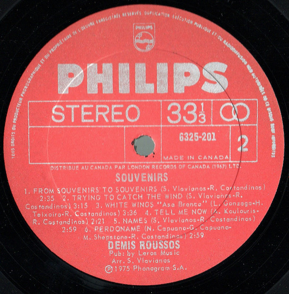 Demis Roussos - Souvenirs [Vinyl] | Philips (6325-201) - 3