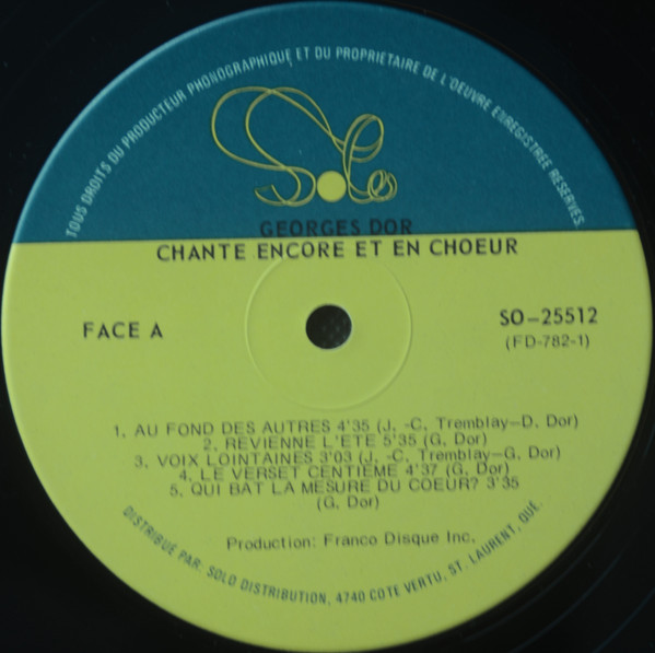 Georges Dor - Chante Encore... Et En Choeur | Solo (SO-25512) - 3