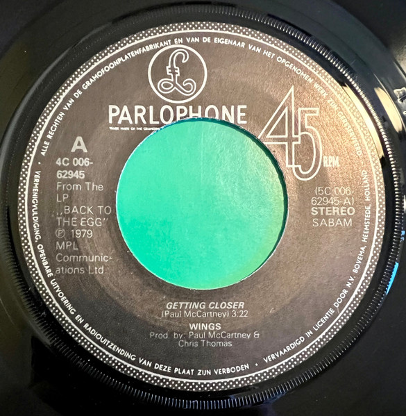 Wings - Getting Closer | Parlophone (4C 006-62945) - 3