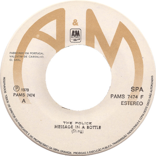 The Police - Message In A Bottle | A&M Records (PAMS 7474 F) - 3