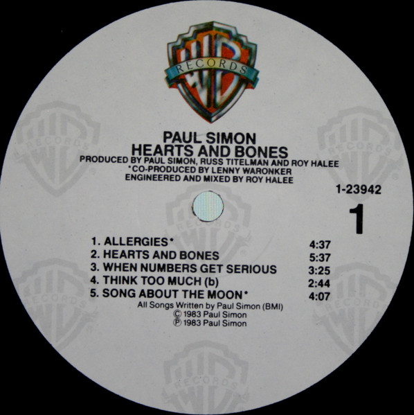 Paul Simon - Hearts And Bones | Warner Bros. Records (9 23942-1) - 3 Paul Simon - Hearts And Bones | Warner Bros. Records (9 23942-1) - 3