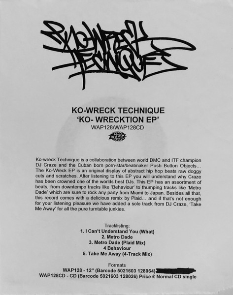Ko-Wreck Technique - Ko-Wrecktion EP | Warp Records (wap 128) - 4 Ko-Wreck Technique - Ko-Wrecktion EP | Warp Records (wap 128) - 4