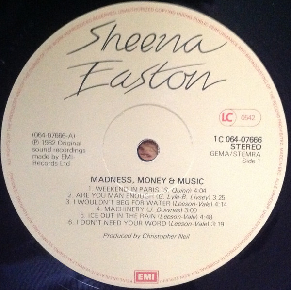 Sheena Easton - Madness, Money And Music | EMI (1C 064-07 666) - 3 Sheena Easton - Madness, Money And Music | EMI (1C 064-07 666) - 3