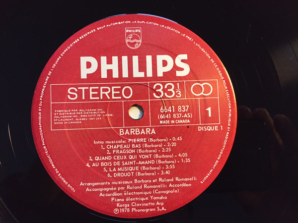 Barbara - Enregistrement Public A L'Olympia (2LP) [Vinyl] | Philips (6641 837) - 4