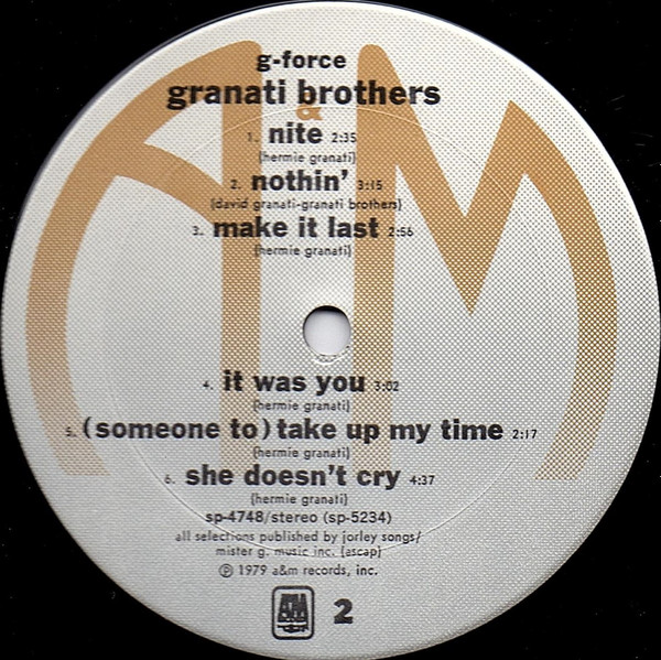 Granati Brothers - G Force | A&M Records (SP 4748) - 4