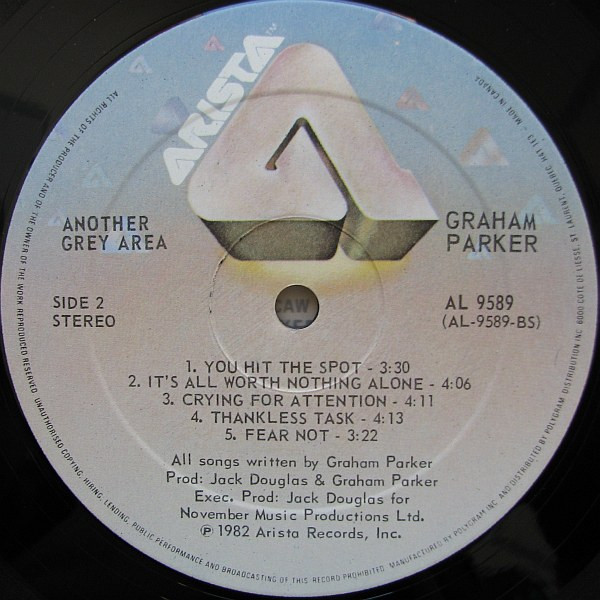 Graham Parker - Another Grey Area | Arista (AL 9589) - 4