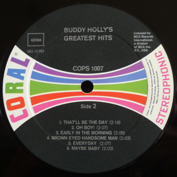 Buddy Holly - Buddy Holly's Greatest Hits | Coral (COPS 1007) - 4