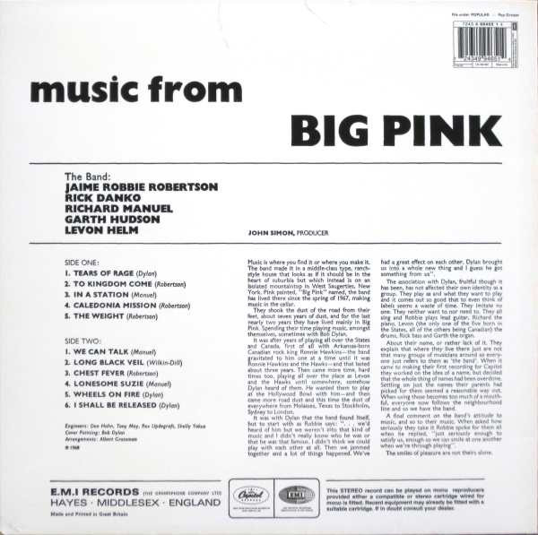 The Band - Music From Big Pink | Capitol Records (7243 4 99465 1 4) - 2 The Band - Music From Big Pink | Capitol Records (7243 4 99465 1 4) - 2