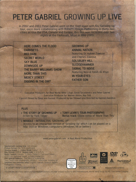 Peter Gabriel - Growing Up Live | Warner Music Vision (5050466-8596-2-4) - 2