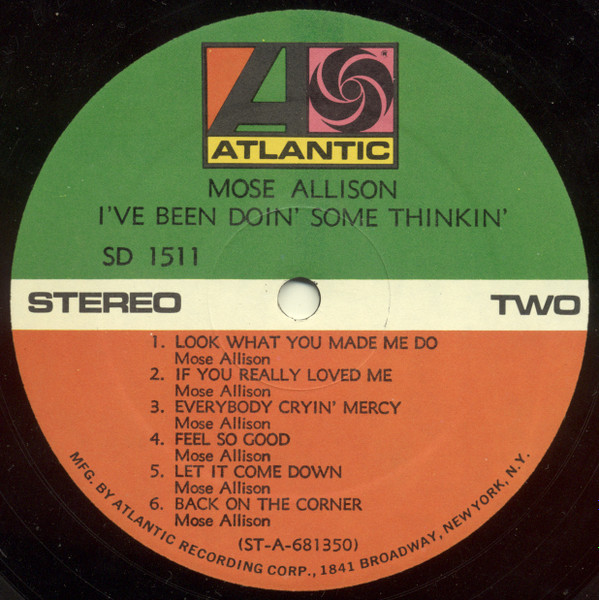 Mose Allison - I've Been Doin' Some Thinkin' | Atlantic (SD 1511) - 4 Mose Allison - I've Been Doin' Some Thinkin' | Atlantic (SD 1511) - 4